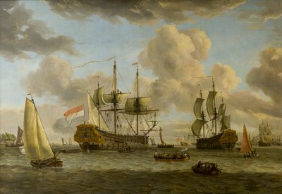 Scène de navigation hollandaise avec des navires à l