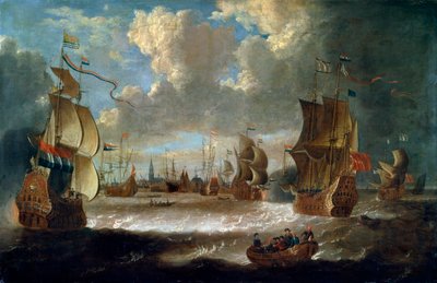 Navires dans un lagon, XVIIe ou début XVIIIe siècle - Abraham Storck