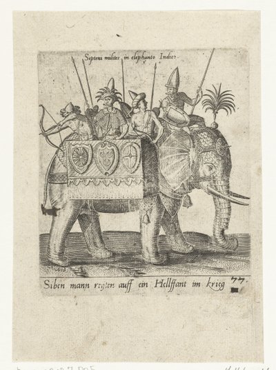 Indiens sur un éléphant de guerre - Abraham de Bruyn (attributed to)