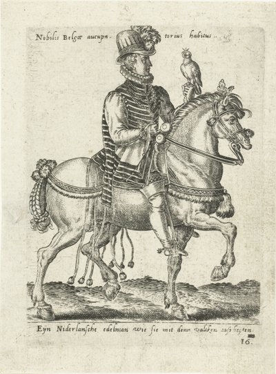 Noble néerlandais à la chasse au faucon à cheval - Abraham de Bruyn (attributed to)