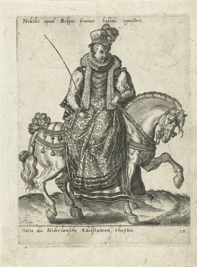 Dame noble néerlandaise à cheval - Abraham de Bruyn (attributed to)