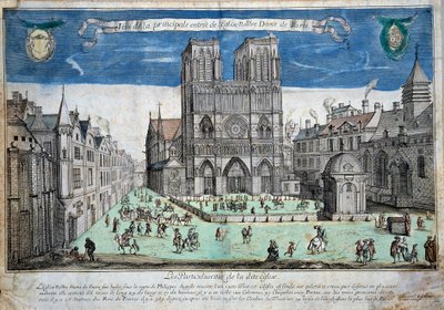 Vue du parvis Notre-Dame à Paris Gravure par Abraham Van Merlen (1579-1650). 1640 Paris. Musée de Notre Dame - Abraham van Merlen