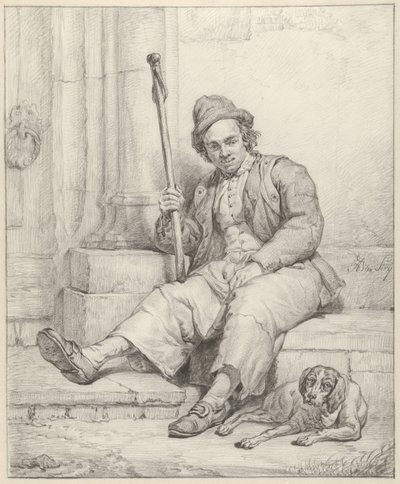 Homme assis avec un chien - Abraham van Strij (I)