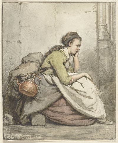 Femme assise avec une bouilloire en cuivre - Abraham van Strij (I)