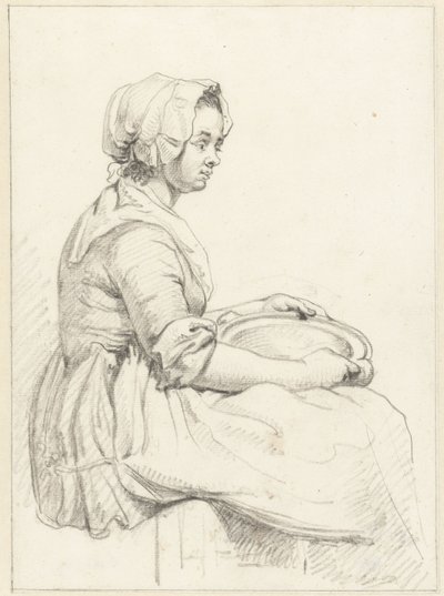 Femme assise avec un plat sur ses genoux, vers la droite - Abraham van Strij (I)