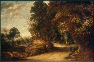 Paysage boisé avec randonneurs au repos - Abraham van den Rande