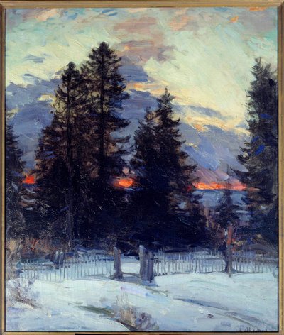 Coucher de soleil sur paysage d
