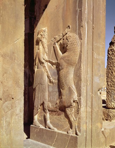 Darius combattant le lion, détail de l
