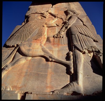 Héros-roi idéalisé, présumé être Xerxès, poignardant un monstre (détail) - Achaemenid