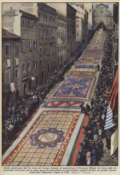 Cette année encore, pour la fête du Corpus Domini, la population de Genzano (Rome) a étendu sur - Achille Beltrame