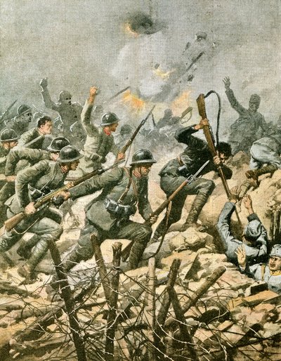Assaut sur le mont Ortigara, par Achille Beltrame, illustration de La Domenica del Corriere - Achille Beltrame