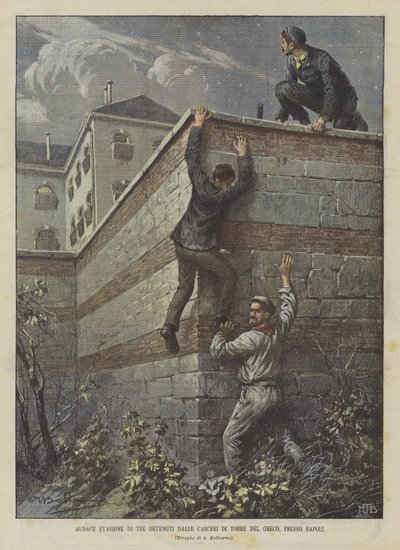 Audacieuse évasion de trois détenus des prisons de Torre del Greco, près de Naples - Achille Beltrame
