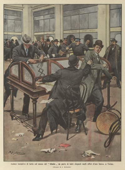Tentative audacieuse de vol par des voleurs élégants dans une banque à Turin - Achille Beltrame