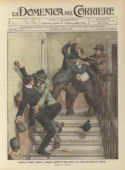 Audace des bandits, caissier et employé agressés en plein jour dans les escaliers du bureau de perception de Palerme - Achille Beltrame