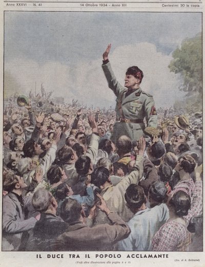Benito Mussolini (1883-1945) acclamé par le peuple, de 