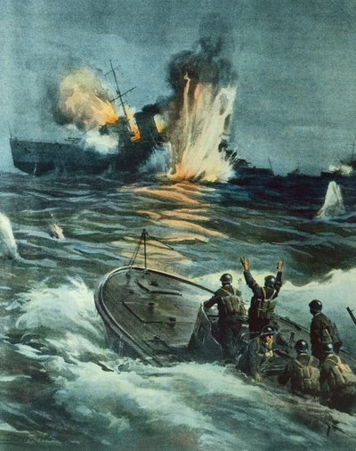 Croiseur britannique coulé par MAS italien, 1er juin - Achille Beltrame