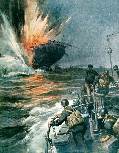 Navire marchand britannique coulé par MAS italien en Méditerranée, 3 août - Achille Beltrame