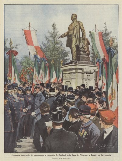 Cérémonie inaugurale du monument au patriote G Candiani dans la Maison des Vétérans, à Turate, fondée par lui - Achille Beltrame