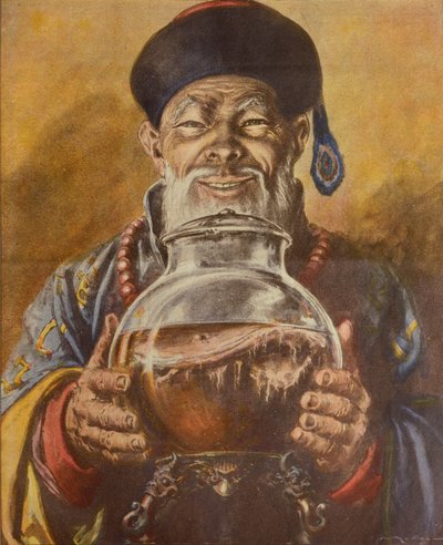 Champignon chinois, par Achille Beltrame, illustration, Illustrateur Walter Molino, de La Domenica del Corriere - Achille Beltrame