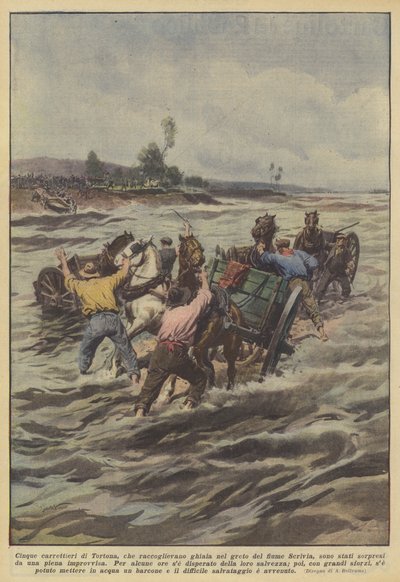 Cinq charretiers de Tortona, qui ramassaient du gravier dans le lit de la rivière Scrivia - Achille Beltrame