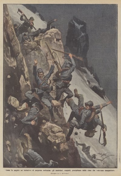 Comment une tentative de surprise nocturne a été payée, les Autrichiens, repoussés, tombent du sommet - Achille Beltrame