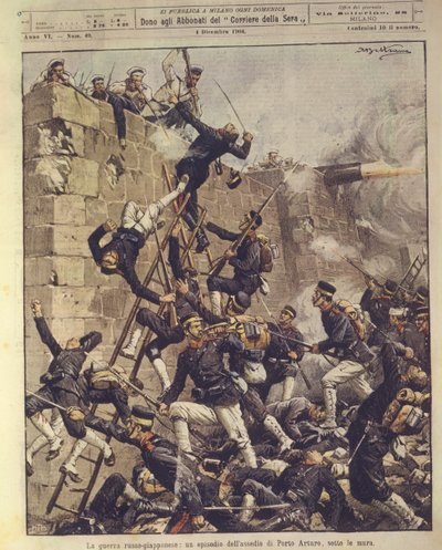 Illustration de couverture du siège de Port Arthur en Chine pendant la guerre russo-japonaise de 1904-1905 - Achille Beltrame