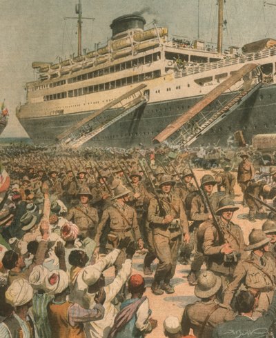 Illustration de couverture du débarquement des troupes italiennes en Afrique de l