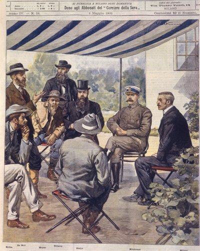 Illustration de couverture des négociations pour le traité de paix pendant les guerres anglo-zouloue et anglo-boer de 1850-1902 - Achille Beltrame