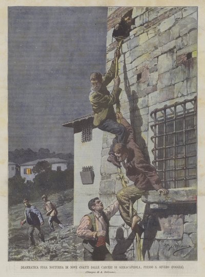 Fuite dramatique nocturne de neuf détenus des prisons de Serracapriola, près de S Severo (Foggia) - Achille Beltrame