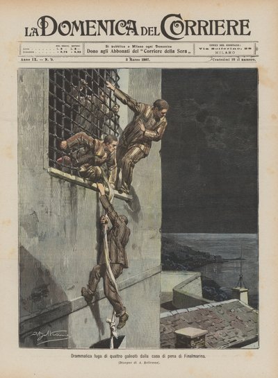 Évasion dramatique de quatre forçats de la maison de peine de Finalmarina - Achille Beltrame