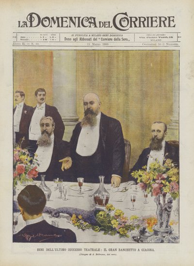 Échos du dernier succès théâtral, le grand banquet à Giacosa - Achille Beltrame