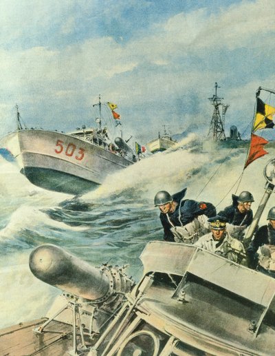Vedettes rapides de la marine italienne patrouillant la Méditerranée, 12 septembre - Achille Beltrame