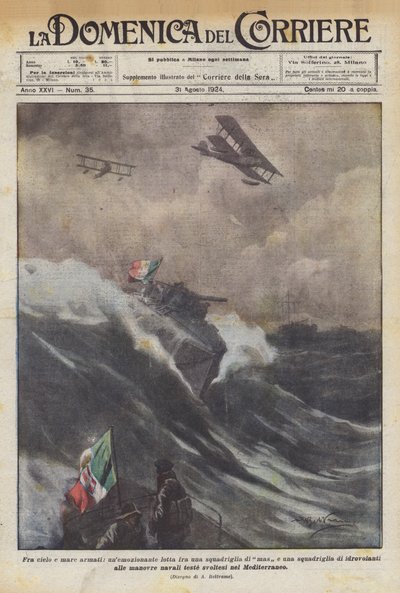 Entre ciel et mer armés, une lutte émouvante entre une escadrille de MAS et une escadrille - Achille Beltrame