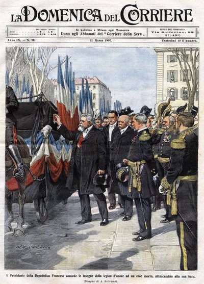 Le président français Armand Fallières (1841-1931) remet la médaille de la Légion d