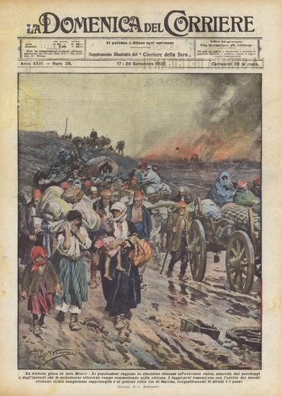 Les Grecs fuyant Smyrne, guerre gréco-turque (1919-22) 1922 - Achille Beltrame