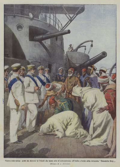 Guerre italo-turque, Arabes des environs de Tripoli faisant acte de soumission à l