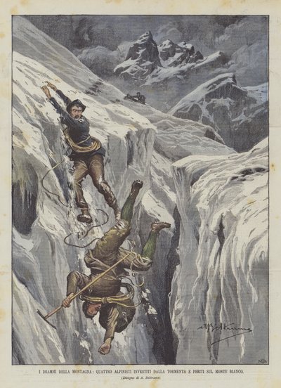 Les drames de la montagne, quatre alpinistes emportés par la tempête et morts sur le Mont Blanc - Achille Beltrame