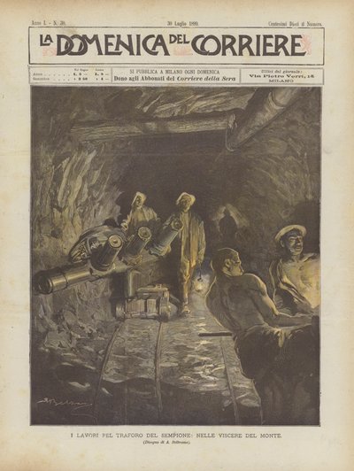 Les travaux pour le tunnel du Simplon, dans les entrailles de la montagne - Achille Beltrame