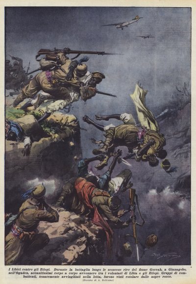 Les Libyens contre les Éthiopiens - Achille Beltrame
