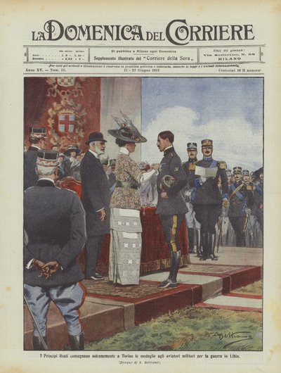 Les Princes Royaux remettent solennellement à Turin les médailles aux aviateurs militaires pour la guerre en Libye - Achille Beltrame