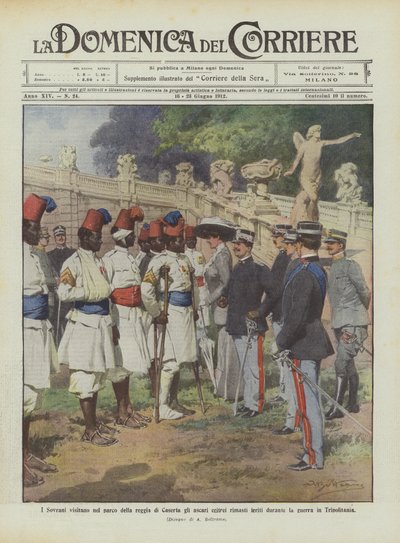 Les Souverains visitent dans le parc du palais de Caserte les ascari érythréens blessés pendant - Achille Beltrame