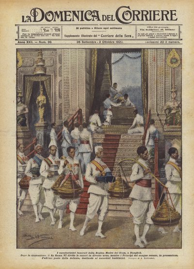 Les funérailles caractéristiques de la Reine Mère du Siam, à Bangkok - Achille Beltrame