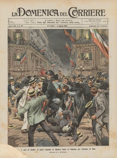 Les événements de Sicile, la grave émeute aux Quattro Canti de Palerme pour l