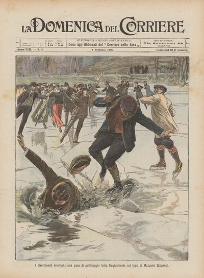 Les divertissements hivernaux, une compétition de patinage finie tragiquement sur le lac de Muzzano (Lugano) - Achille Beltrame