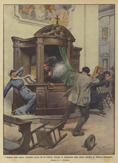 Les drames de la folie, prêtre tué par un exalté pendant la confession dans l