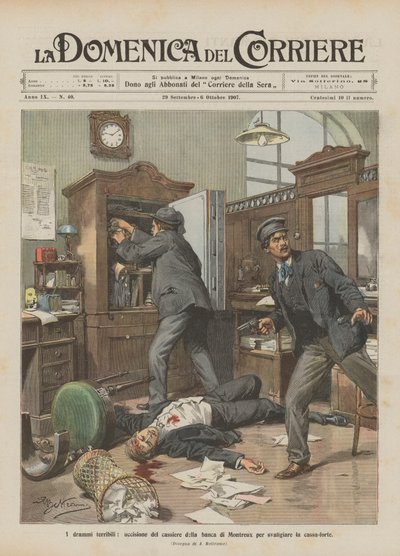 Les drames terribles, meurtre du caissier de la banque de Montreux pour cambrioler le coffre-fort - Achille Beltrame
