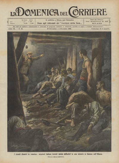 Les grandes catastrophes en Amérique, mineurs italiens trouvés à moitié asphyxiés dans une mine en feu dans l