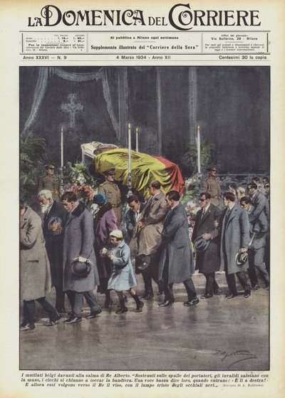 Les mutilés belges devant la dépouille du Roi Albert - Achille Beltrame