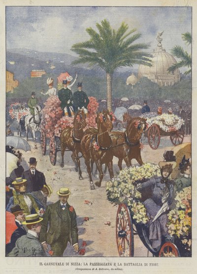 Le carnaval de Nice, la promenade et la bataille de fleurs - Achille Beltrame