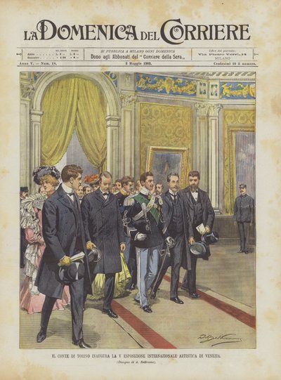Le comte de Turin inaugure la Vème exposition internationale artistique de Venise - Achille Beltrame